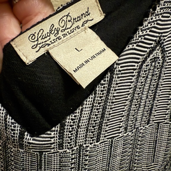 Lucky Brand Size Large Black and White Patterned Dress - Picture 3 of 8